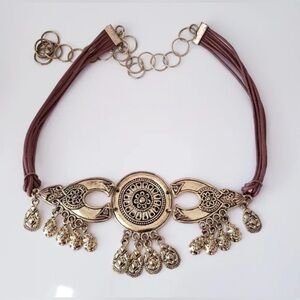 Vintage 9’s Longhorn Gold plated and Brown Women's chain Belt